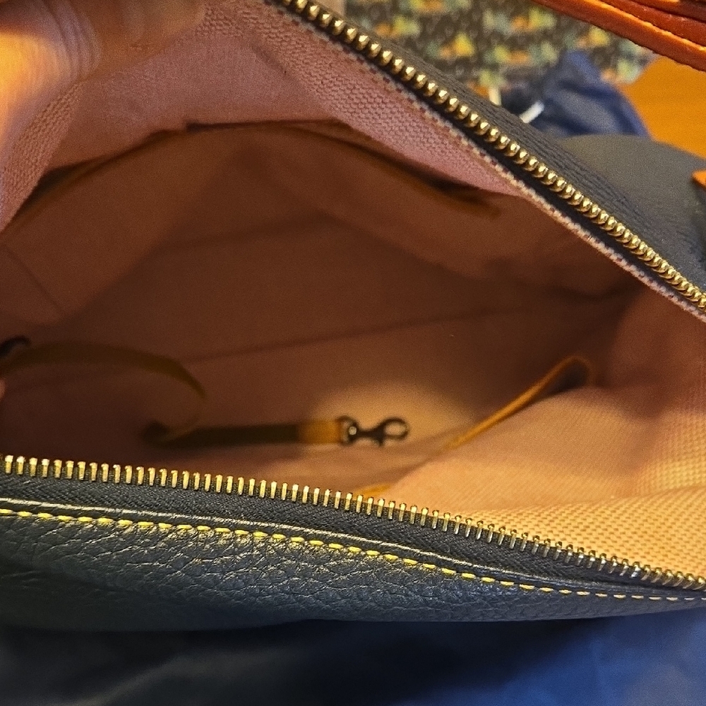 Dooney & Bourke Navy and Tan Leather Tote - Picture 4 of 10